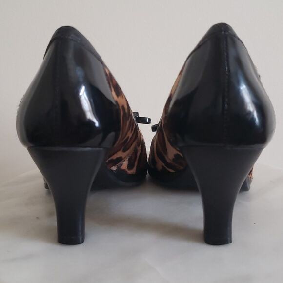 nurture Women's Calf Hair Patent Leather Heels Animal Print Open Toe Size 7 - Picture 3 of 7